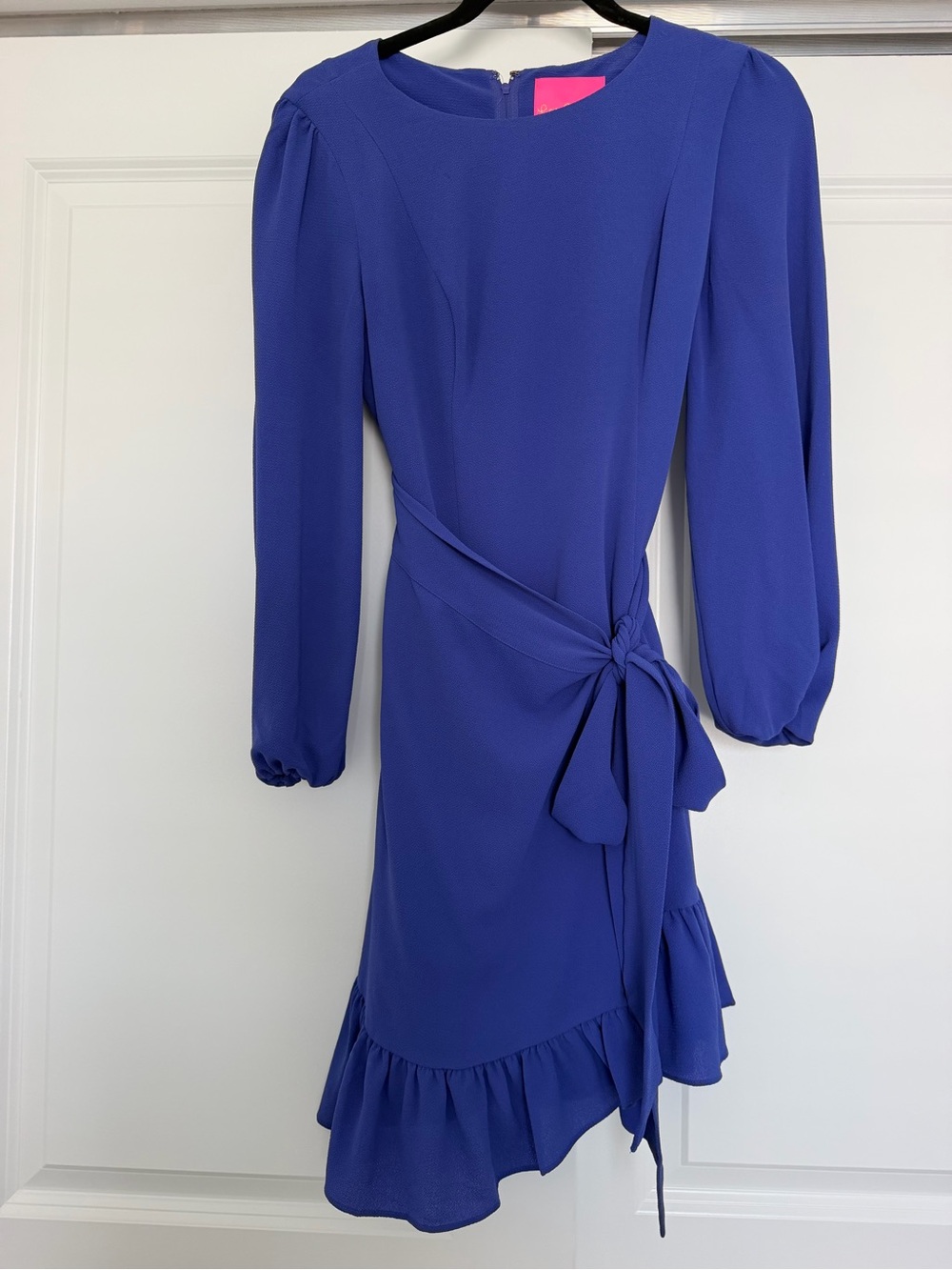 Lilly Pulitzer Cobalt Long-Sleeve Tie-Waist Ruffle Dress
